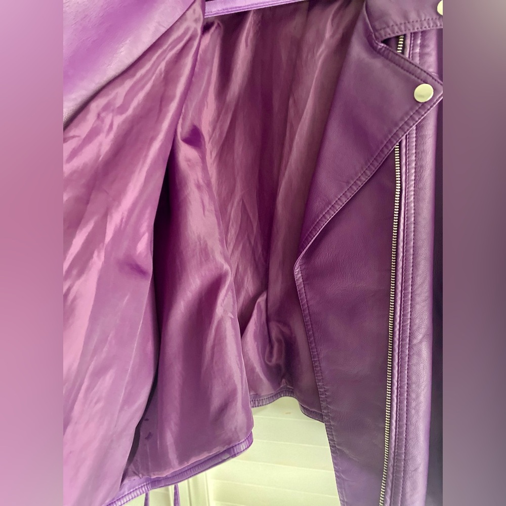 NWOT Kate & Mallory Vibrant Purple Leather Jacket - Picture 7 of 11
